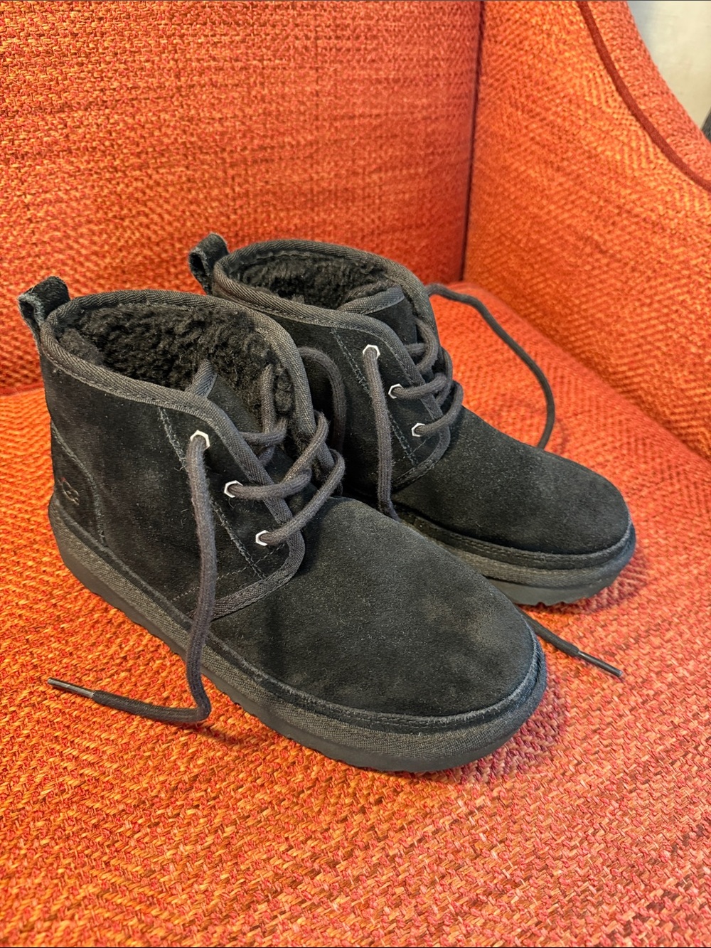 UGG Black Suede Chukka Boots with Shearling Lining